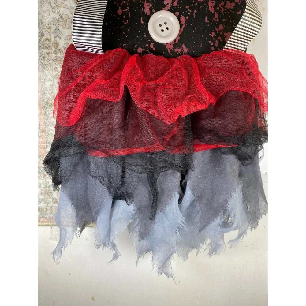 Spirit Halloween Clown Costume Kids Med(8-10) Black Red Splatter Tutu Dress Only